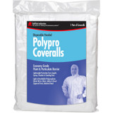 Buffalo 68510  Disposable White Polypro Hooded Coveralls Size Large (42-44) - 1 per Package Image 1