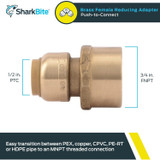 SharkBite U068LFA  1/2" Push-to-Connect x 3/4" FNPT Brass Reducing Adapter Image 1