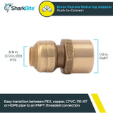 SharkBite U070LFA  3/8" Push-to-Connect x 1/2" FNPT Brass Reducing Adapter Image 1