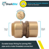 SharkBite U088LFA  3/4" Push-to-Connect x 3/4" FNPT Brass Straight Adapter Image 1