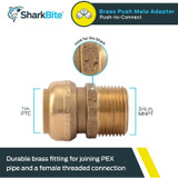 SharkBite U142LFA  1" Push-to-Connect x 3/4" MNPT Brass Male Adapter Image 1