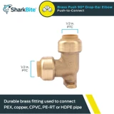 SharkBite U249LFA  Sb 1/2" x 1/2" Push-to-Connect Brass 90-Degree Elbow with Drop Ears Image 1