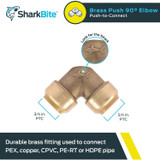 SharkBite U256LFA  3/4" x 3/4" Push-to-Connect Brass 90-Degree Elbow Image 1