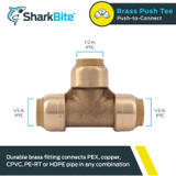SharkBite U362LFA  1/2" Push-to-Connect Brass Tee Image 1