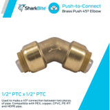 SharkBite U648LFA  1/2" x 1/2" Push-to-Connect Brass 45-Degree Elbow Image 1