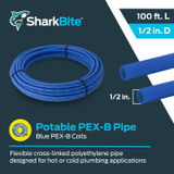 SharkBite U860B100  1/2" Blue PEX-B Pipe 100' Coil Image 1