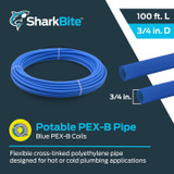 SharkBite U870B100  3/4" Blue PEX-B Pipe 100' Coil Image 1