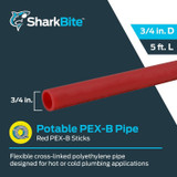 SharkBite U870R5  3/4" Red PEX-B Pipe 5' Stick Image 1