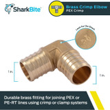 SharkBite UC260LFA  1" x 1" Barbed Brass 90 Degree Elbow for PEX Image 1