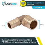 SharkBite UC274LFA  1/2" x 3/4" Barbed Brass 90 Degree Reducing Elbow for PEX Image 1