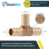 SharkBite UC362LFA  1/2" x 1/2" x 1/2" Barbed Brass Tee for PEX Image 1