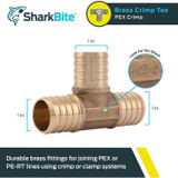 SharkBite UC374LFA  1" x 1" x 1" Barbed Brass Tee for PEX Image 1