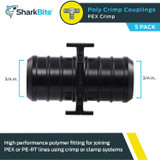 SharkBite UP016A5  3/4" x 3/4" Barbed Poly Coupler for PEX - 5 per Package Image 1