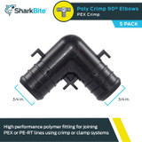 SharkBite UP256A5  3/4" x 3/4" Barbed Poly 90 Degree Elbow for PEX - 5 per Package Image 1