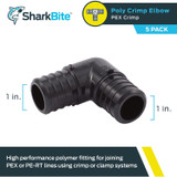 SharkBite UP260A5  1" x 1" Barbed Poly 90 Degree Elbow for PEX - 5 per Package Image 1