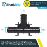 SharkBite UP362A5  1/2" x 1/2" x 1/2" Barbed Poly Tee for PEX - 5 per Package Image 1