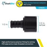 SharkBite UP526A5  1/2" Barb x 1/2" NPSM Poly Swivel Adapter for PEX -  5 per Package Image 1