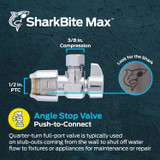 SharkBite Max UR23036  1/2" Push-to-Connect x 3/8" Compression Angle Stop Valve Image 1