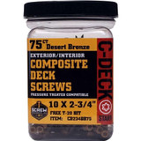 Screw Products CD234DB75  C-Deck #10 x 2-3/4" (T20-Drive) Composite Deck Screws in Desert Bronze - 75 per Jar Image 1