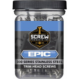 Screw Products 30145  EPIC #9 x 1-5/8" (T20-Drive) 300 Series Stainless Steel Trim Head Screws - 1-lb Jar (approx. 147) Image 1