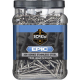 Screw Products 30409  EPIC #9 x 1-5/8" (T20-Drive) 300 Series Stainless Steel Trim Head Screws - 5-lb Jar (approx. 738) Image 1