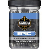 Screw Products 30433  EPIC #9 x 3" (T20-Drive) 316 Stainless Steel Trim Head Screws - 1-lb Jar Image 1