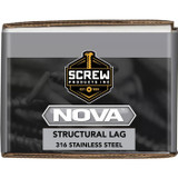 Screw Products 30939  NOVA #16 x 6" (T30-Drive) 316 Stainless Steel Structural Lag Screws - 50 Individually Tagged per Package Image 1