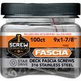 Screw Products 30971  FASCIA #9 x 1-7/8" (T20-Drive) 316 Stainless Steel Composite Deck Facia Screws with Rocky Harbor Colored Heads - 100 per Jar Image 1