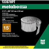 Metabo HPT 13367HPT  2-1/4" x 0.092 Full Round Head Ring Shank Hot Dipped Galvanized 15° Wire Coil Siding Nails - 3600 per Box Image 1