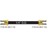 AGS Company PAA-B430  8" x 1/4" Poly-Armour PVF Coated Adapter Brake Line - 7/16-24 SAE Inverted to 7/16-24 SAE Inverted Brass Nut Image 1