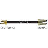 AGS Company PAA-R350  8" x 3/16" Poly-Armour PVF Coated Adapter Brake Line - 3/8-24 SAE Inverted to 1/2-20 SAE Inverted Black Nut Image 1