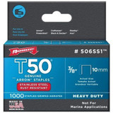 Arrow Fastener 506SS1  T50 3/8" Heavy Duty Stainless Steel Staples 1000 per Package Image 1