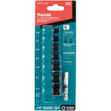 Makita E-01703  Impact XPS 8 Piece 1/4" Drive 6-Point SAE Impact Socket Set with Standard Socket Adapter Image 1