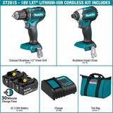 Makita XT281S  18V LXT Lithium-Ion Brushless Cordless 2-Piece Combo Kit Drill-Driver and Impact Driver (3.0Ah) Image 1