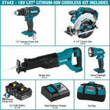 Makita XT442  18V LXT Lithium-Ion Cordless 4-Piece Combo Kit Hammer Drill-Driver, Circular Saw, Reciprocating Saw and Flashlight (3.0Ah) Image 1