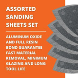 Fein 6-37-17-109-03-5  Assorted Triangular Hook & Loop Sanding Sheets w/Dust Extraction Holes - 50 per Box 10 Ea: 60/80/120/180/240 Grits (63717109035) Image 1