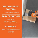 Fein MultiMaster AMM 500 Plus Cordless Oscillating Multi-Tool Kit with 18V AMPShare Battery System - (71293866090) Image 1