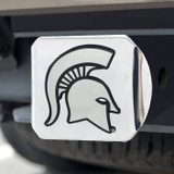 Fanmats 15073  MSU - Michigan State Spartans Chrome Hitch Cover with Metal 3D Emblem Image 1
