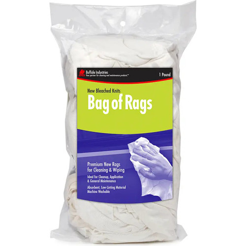 Buffalo 60200  Premium New Bleached Knits Cloth Rags - 1-lb Bag Image 0