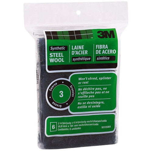 3M 10115NA  #3 Synthetic Steel Wool Pads - Coarse - 6 Pads per Package Image 0