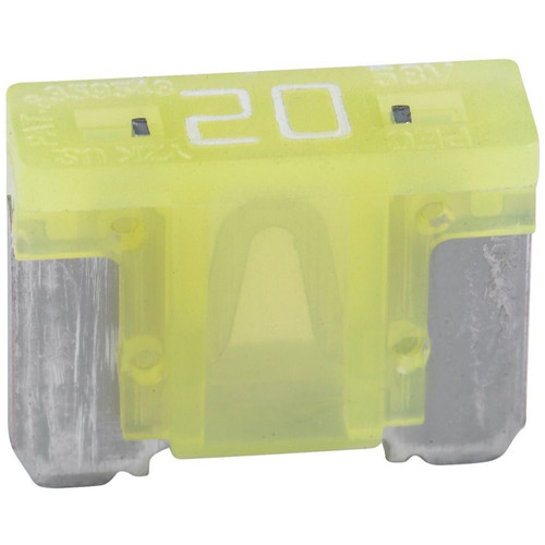 Bussmann BP/ATM-20LP-RP  Yellow ATM Low-Profile 20 Amp Fast-Acting Automotive Mini Blade Fuses - 5 per Card Image 0