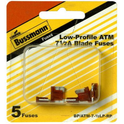Bussmann BP/ATM-7-1/2LP-RP  Brown ATM Low-Profile 7-1/2 Amp Fast-Acting Automotive Mini Blade Fuses - 5 per Card Image 1