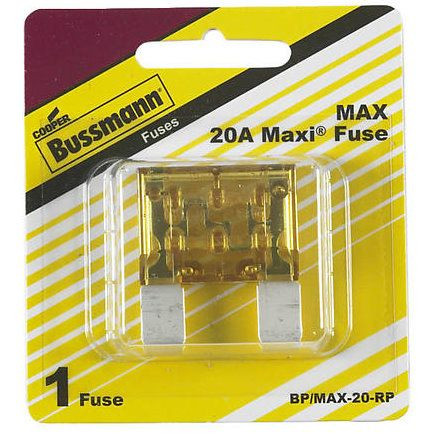 Bussmann BP/MAX-20-RP  Yellow MAXI (MAX) 20 Amp Fast-Acting Automotive Heavy Duty Blade Fuse Image 1