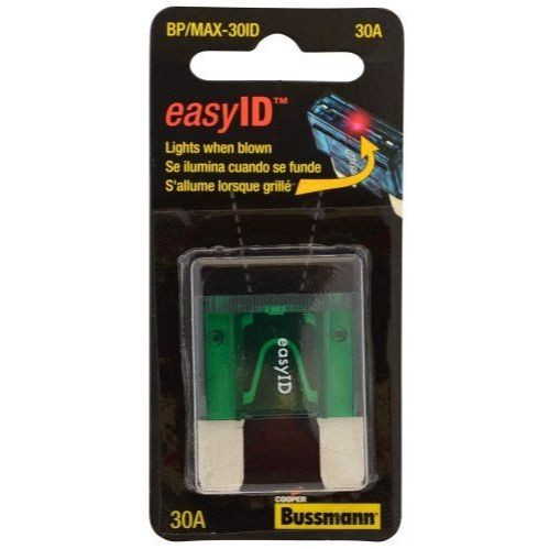 Bussmann BP/MAX-30ID  Green MAXI (MAX) 30 Amp easyID Illuminating Fast-Acting Automotive Heavy Duty Blade Fuse Image 0