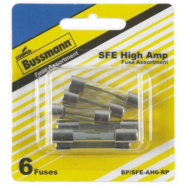 Bussmann BP/SFE-AH6-RP  SFE Fast-Acting Glass Tube Fuse 6 Fuse High Amp Assortment (14 to 30 Amp) Image 0