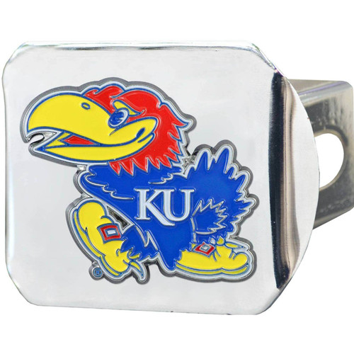 Fanmats 22689  KU - Kansas Jayhawks Chrome Hitch Cover with Metal 3D Emblem Image 0