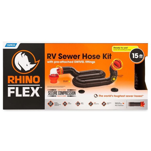 Camco 39761  15' RhinoFLEX RV Sewer Hose Kit Image 1