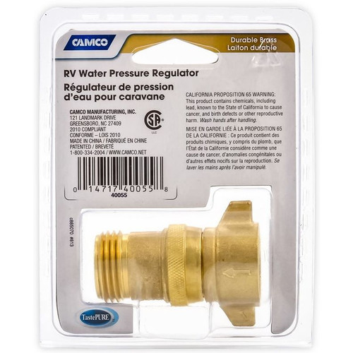 Camco 40055  RV Water Pressure Regulator - 3/4" Brass Lead-Free Image 1