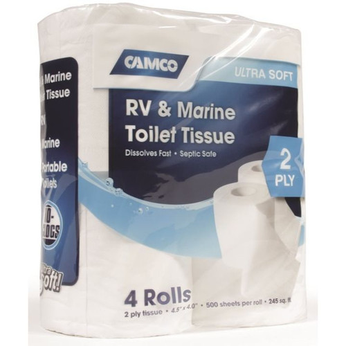Camco 40274  2 Ply RV and Marine Toilet Tissue - 4 Rolls per Package Image 0