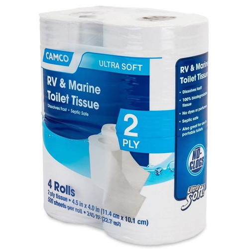 Camco 40274  2 Ply RV and Marine Toilet Tissue - 4 Rolls per Package Image 1